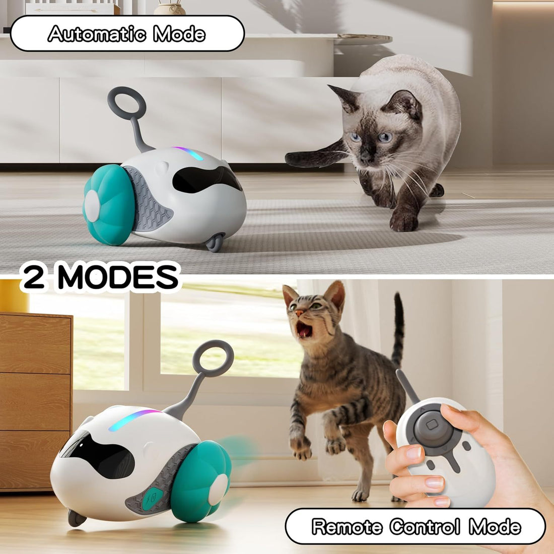 Interactive Cat Toys For Indoor Cats With Upgraded Rechargeable Joystick Remote Control Smart Automatic Moving Cat Toys With Kitten Toys For All Breeds Of Bored Cat Exercise-Blue