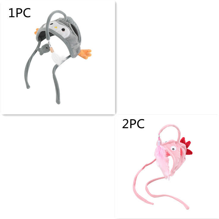 Head Wearing Feather Funny Cat