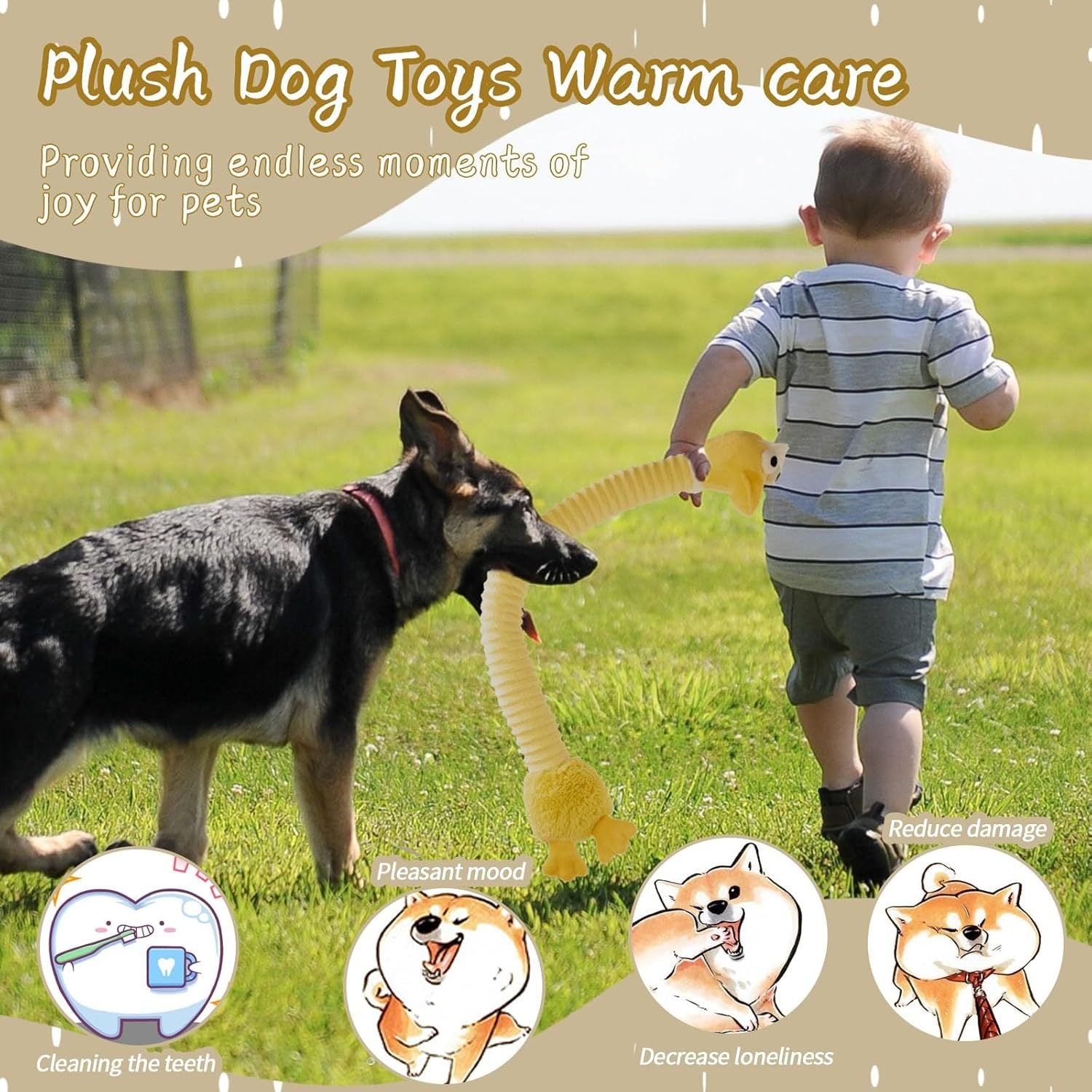 Squeaky Dog Toys Plush Stuffed Crinkle Pet Chew Toys Stuffing Dog Toys For Small Medium Large Dogs Puppy Teething Toys For Boredom Training