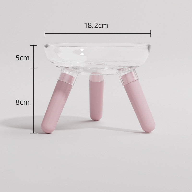 Pet Cat And Dog Feeding Bowl Household Cat And Dog Drinking Water Anti-knock Feeder Transparent Glass Bowl Cat Bowl