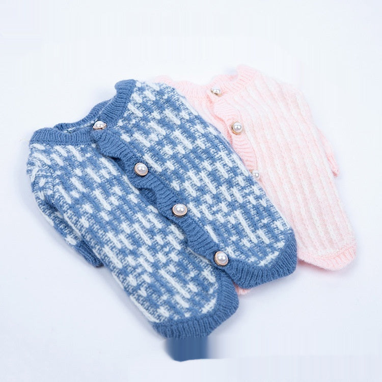 Autumn And Winter Pearl Sweater Cardigan Pet Clothes
