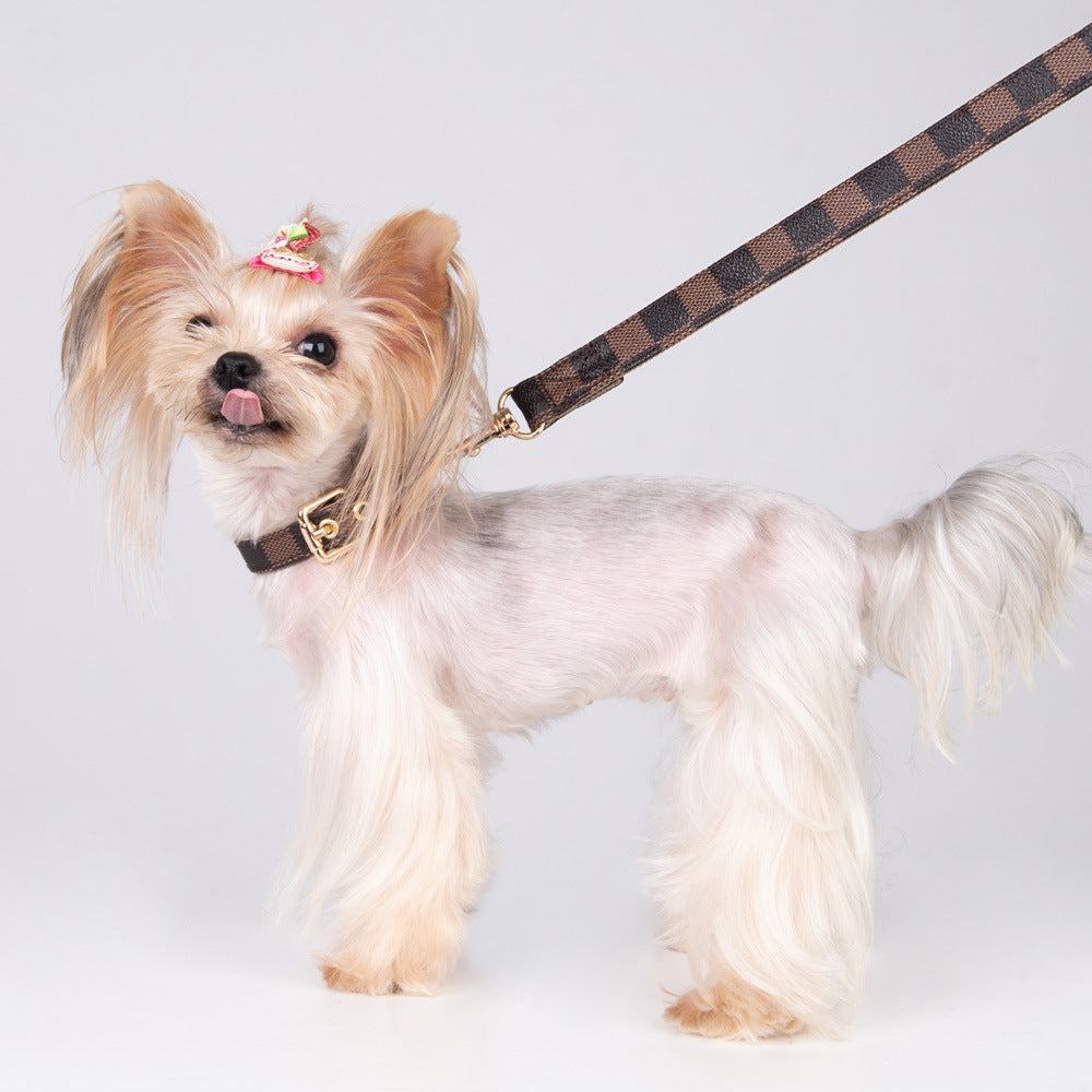 Pet Dog PU Collar Leash Set