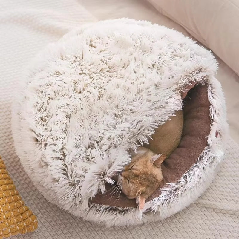 Winter Long Plush Pet Cat Bed