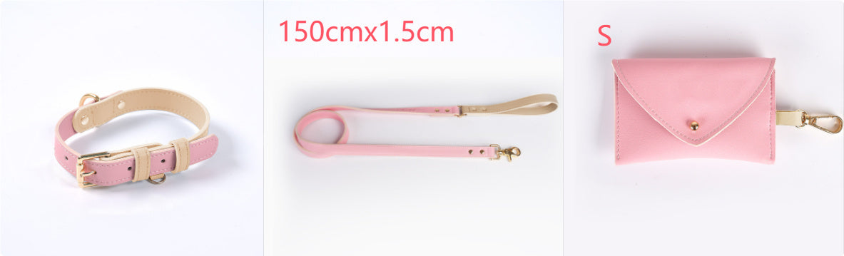 Leather Pet Dog Leash Collar Set