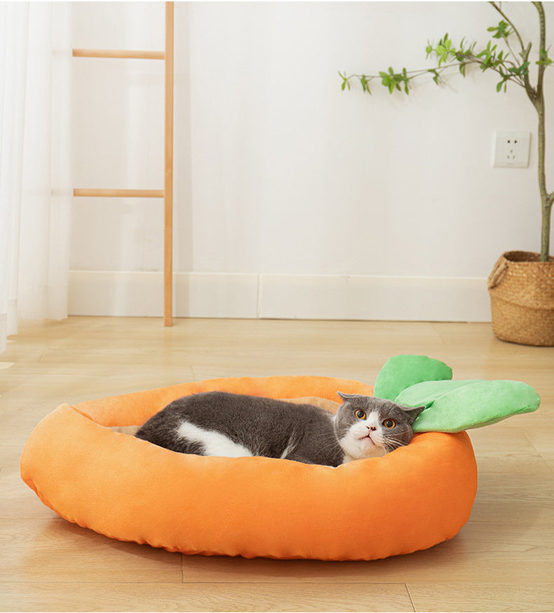 Carrot Dog Nesting Bed With Washable  Soft And Breathable Blanket Small And Medium Pet Bed Puppy Cushion