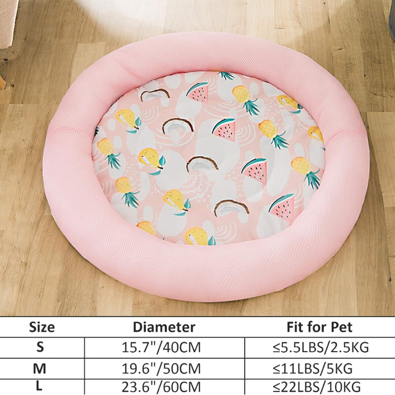 Cooling Dog Bed Soft Summer Ice Pet Pad Cushion For Small Dog Sleeping Round Breathable Mat With Waterproof Cover And Bottom Non-Slip Back Washable