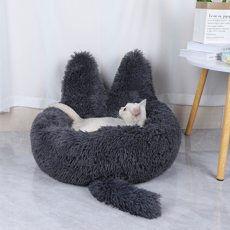 Winter Kennel For Pets, Long Round Plush Nest, Cat Nest, Warm Pet Supplies, Dog Bed, Pet Cushion