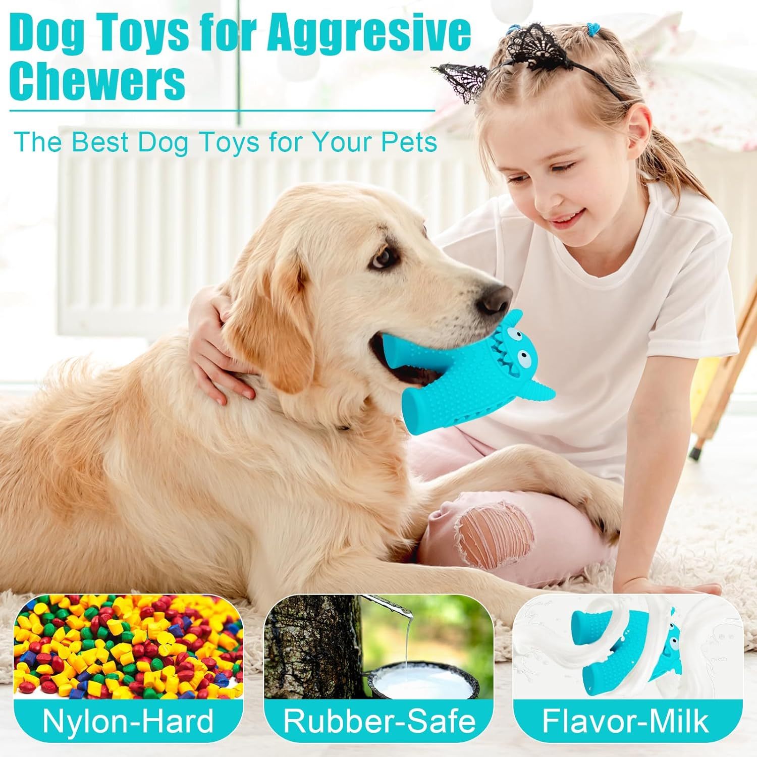 Squeaky Dog Toys For Aggressive Chewers,Durable Interactive Dog Chew Toy For Small Dogs,Natural Rubber Teeth Cleaning Puppy Treat Toys