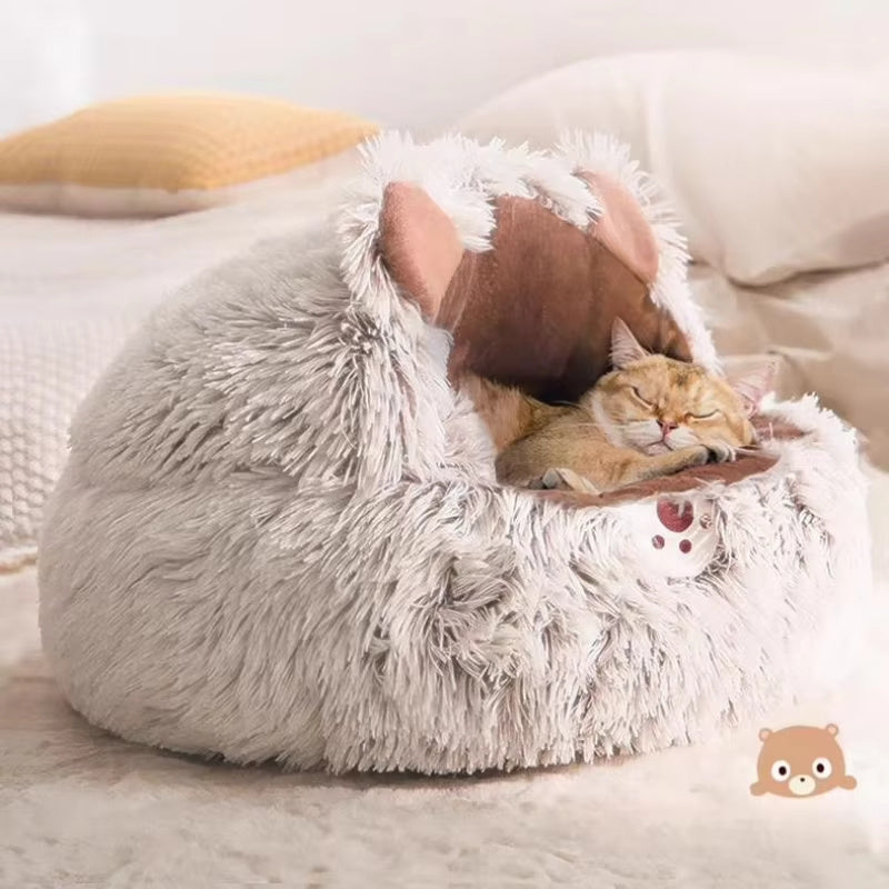Winter Long Plush Pet Cat Bed