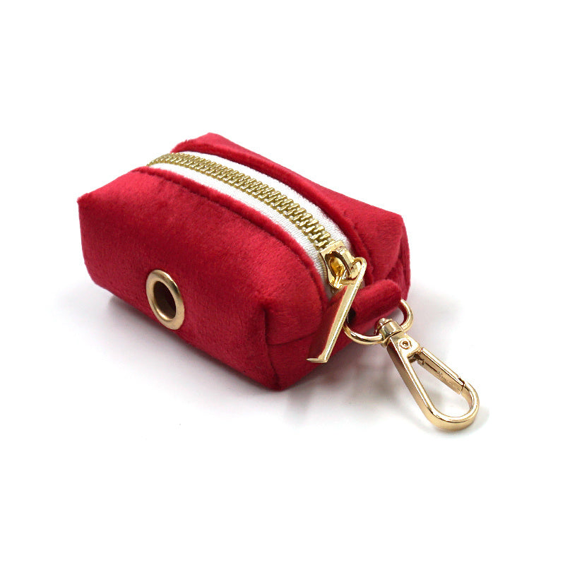 Red Thick Velvet Gold Buckle Pet Collar Leash Bowknot Christmas Pet Supplies