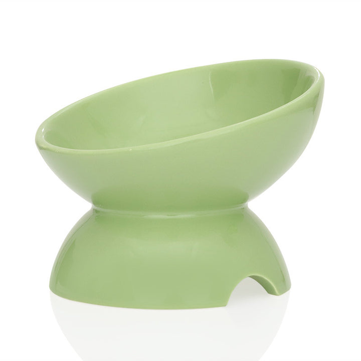 Cat Bowl Ceramic Cat Food Bowl Cat Food Basin Plate Feeding Water Oblique Rice Bowl Feeding Bowl Protecting Cervical Spine Pet Cat Supplies