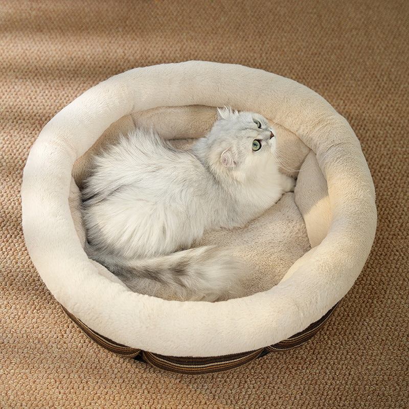 Dog Mat Pet Bed  Linen Round Nest Non-slip