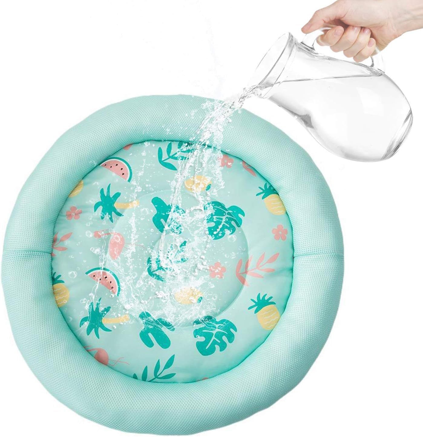 Cooling Dog Bed Soft Summer Ice Pet Pad Cushion For Small Dog Sleeping Round Breathable Mat With Waterproof Cover And Bottom Non-Slip Back Washable