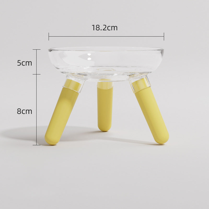 Pet Cat And Dog Feeding Bowl Household Cat And Dog Drinking Water Anti-knock Feeder Transparent Glass Bowl Cat Bowl