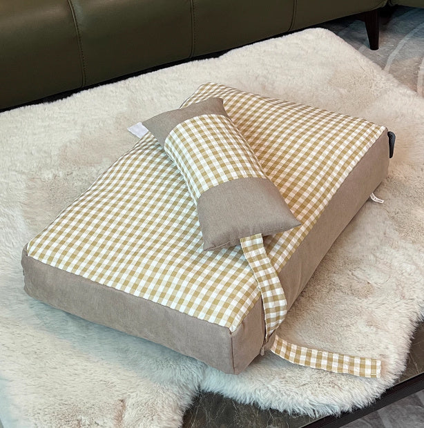 Pet Plaid Color Matching Kennel Removable And Washable Mattress