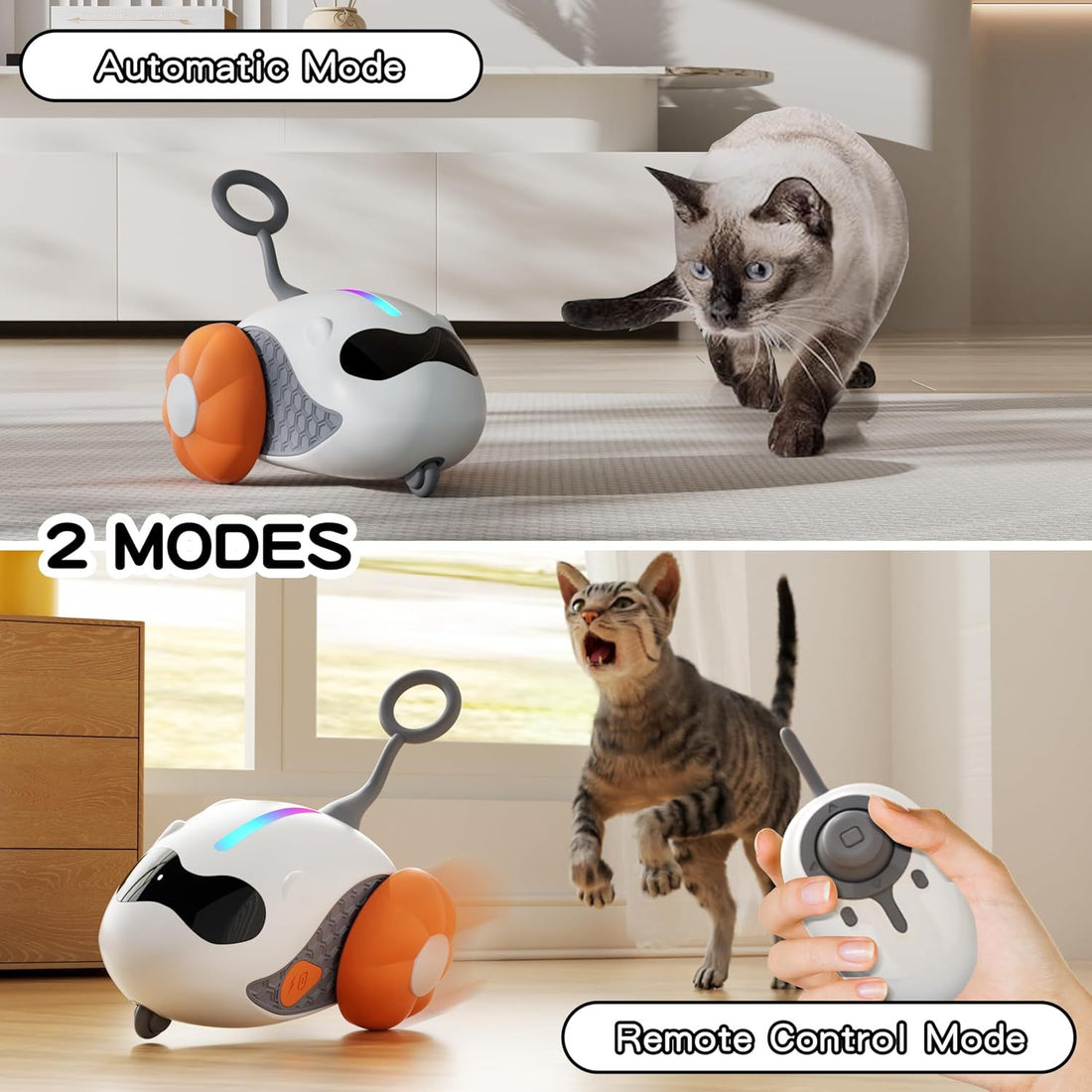 Interactive Cat Toys For Indoor Cats With Upgraded Rechargeable Joystick Remote Control Smart Automatic Moving Cat Toys With Kitten Toys For All Breeds Of Bored Cat Exercise-Blue