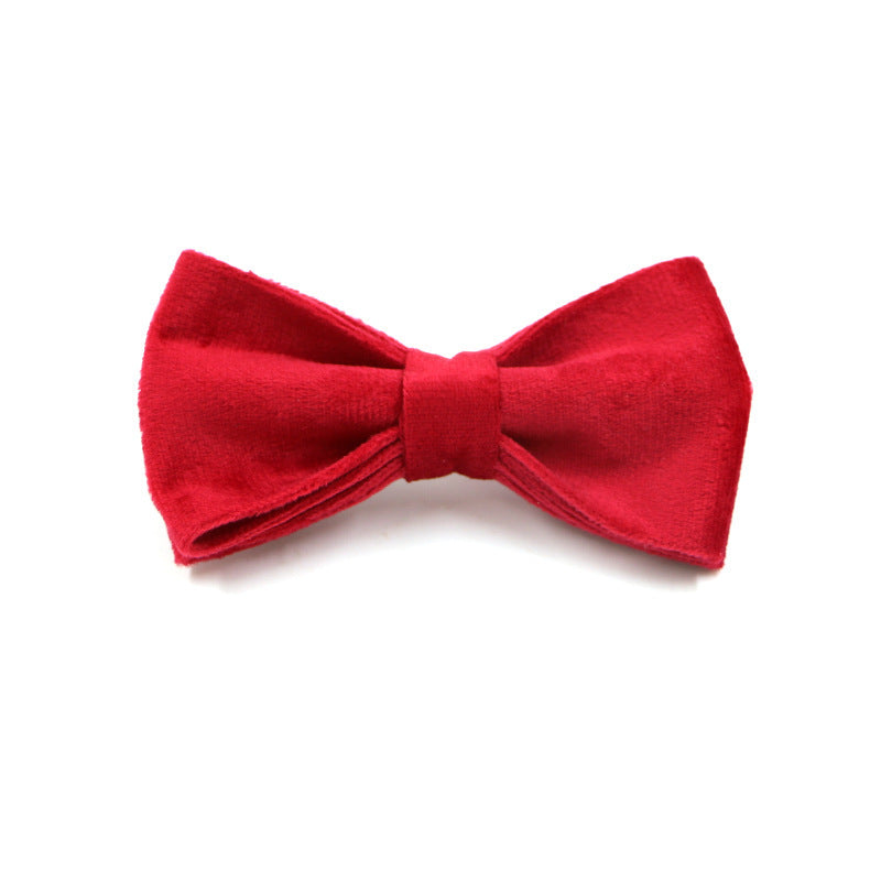 Red Thick Velvet Gold Buckle Pet Collar Leash Bowknot Christmas Pet Supplies