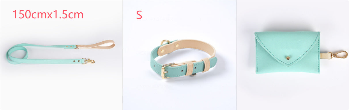Leather Pet Dog Leash Collar Set