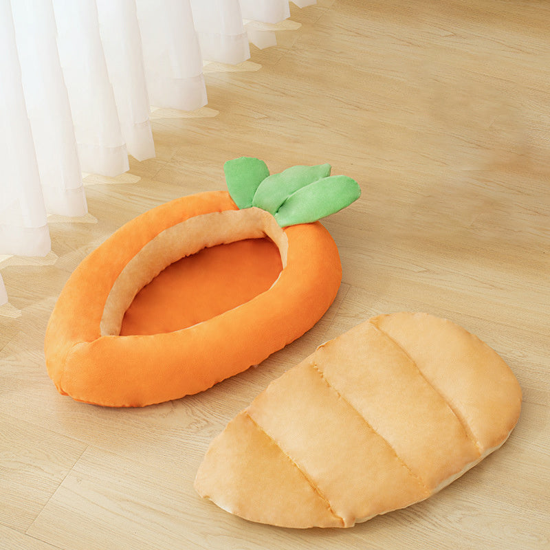 Carrot Dog Nesting Bed With Washable  Soft And Breathable Blanket Small And Medium Pet Bed Puppy Cushion