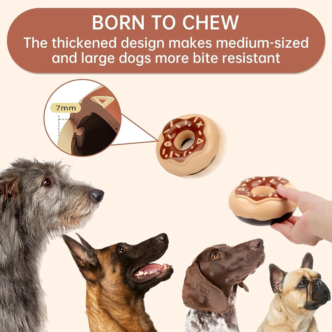 Donut Dog Toy TPR Durable Chewy And Fun Soundmaking Dog Toy Dog Chew Toys For Aggressive Chewers Teeth Grinding Dog Birthday Gifts Interactive Toys For Small Medium Large Dog Breeds