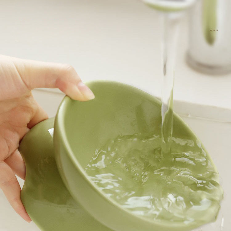 Cat Bowl Ceramic Cat Food Bowl Cat Food Basin Plate Feeding Water Oblique Rice Bowl Feeding Bowl Protecting Cervical Spine Pet Cat Supplies