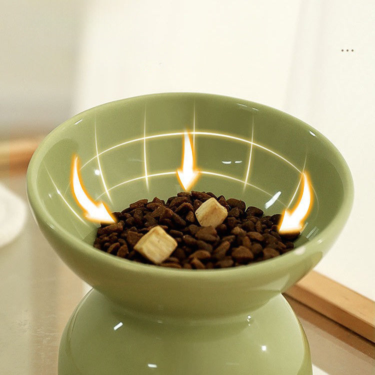 Cat Bowl Ceramic Cat Food Bowl Cat Food Basin Plate Feeding Water Oblique Rice Bowl Feeding Bowl Protecting Cervical Spine Pet Cat Supplies