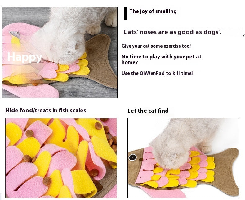 Fish-shaped Smell Blanket Training Cat Toy Food Bowl Toy