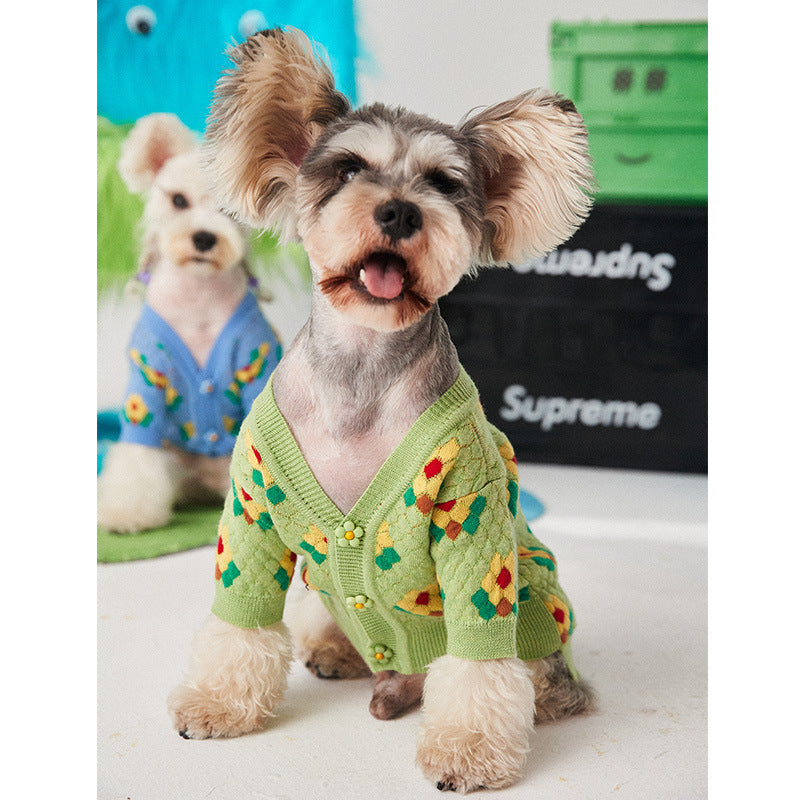 Pet Clothes Small Flower Dog Sweater